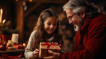 The happy exchange of gifts creating holiday memories
