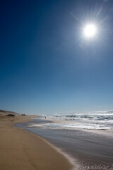 View on Plage de Horizon, Plage de l'ocean near Le Phare du Cap Ferret and Duna du Pilat, Cap Ferret peninsula, France, southwest of Bordeaux, France's Atlantic coastline