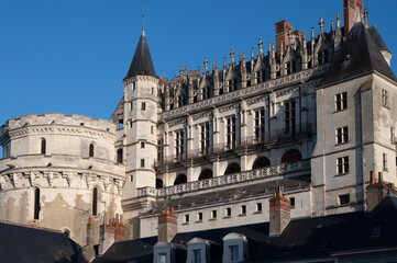 Fototapeta na wymiar Walking in Amboise medieval town with royal castle located on Loire river, France
