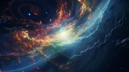 Nebula Nigella as seen from an orbiting space station, showcasing its breathtaking colors and...