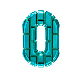 Symbol made of turquoise vertical bricks. number 0