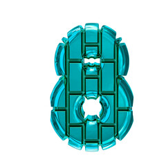 Symbol made of turquoise vertical bricks. number 8