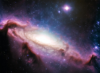 a picture of the universe with stars around it and nebula gas, outer space full of stars and the light of the big bang radiation