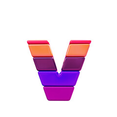Color symbol made of horizontal blocks. letter v