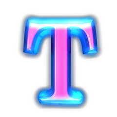 Pink symbol glowing around the edges. letter t