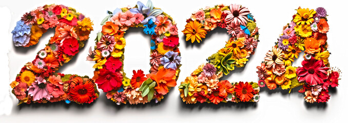 2024 text made of flowers