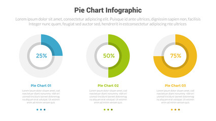 piechart or pie chart diagram infographics template diagram with outline progress percentage with 3 point with design for slide presentation