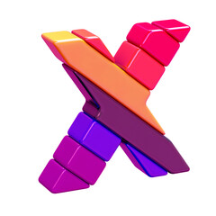 Color symbol made of diagonal blocks. letter x