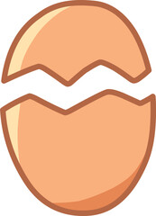 Cracked Egg Shell, Broken Egg Shell, Cracked Egg With Yolk Vector Illustration