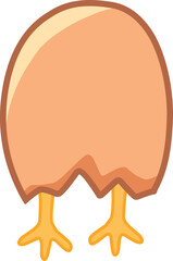 Cracked Egg Shell With Chick Foot, Broken Egg Shell, Cracked Egg With Yolk Vector Illustration