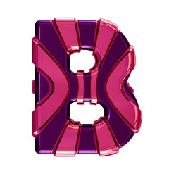 Black symbol with pink vertical straps. letter b