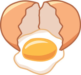 Cracked Eggshell Illustration, Broken Eggshell, Cracked Egg with Yolk, Eggshell Split with Whole Egg Vector Illustration