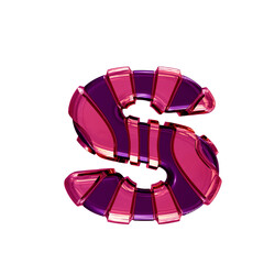 Black symbol with pink vertical straps. letter s