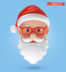 Santa Claus portrait 3d vector cartoon icon