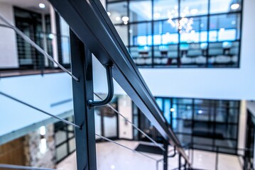 indoor stair and railing details close up