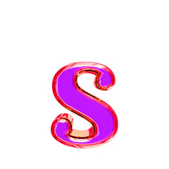 Purple symbol in a pink frame. letter s
