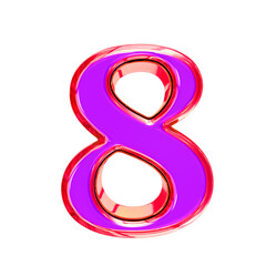Purple symbol in a pink frame. number 8