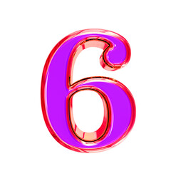 Purple symbol in a pink frame. number 6