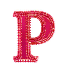 Small spheres on the pink symbol. letter p - obrazy, fototapety, plakaty