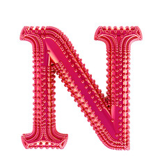 Small spheres on the pink symbol. letter n