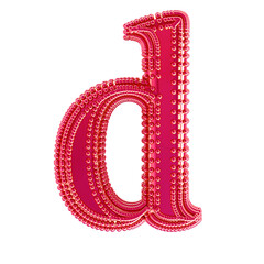 Small spheres on the pink symbol. letter d