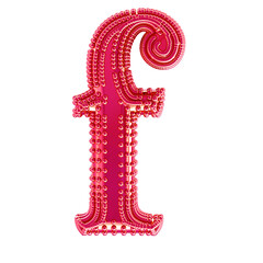 Small spheres on the pink symbol. letter f