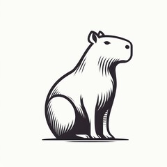 Fototapeta premium Images of capybaras, minimalist logos and illustrations of capybaras for stikers, advertisements, printed polo shirts, posing capybaras