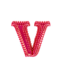 Small spheres on the pink symbol. letter v