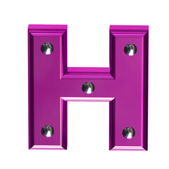 Purple symbol with metal rivets. letter h