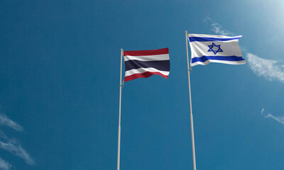 thailand israel flag country international together war conflict military soldier politic government jerusalem gaza city palestine agreement diplomacy freedom friendship middle east labor employment  - obrazy, fototapety, plakaty