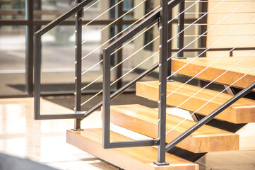 modern railing ans stair at new finished building