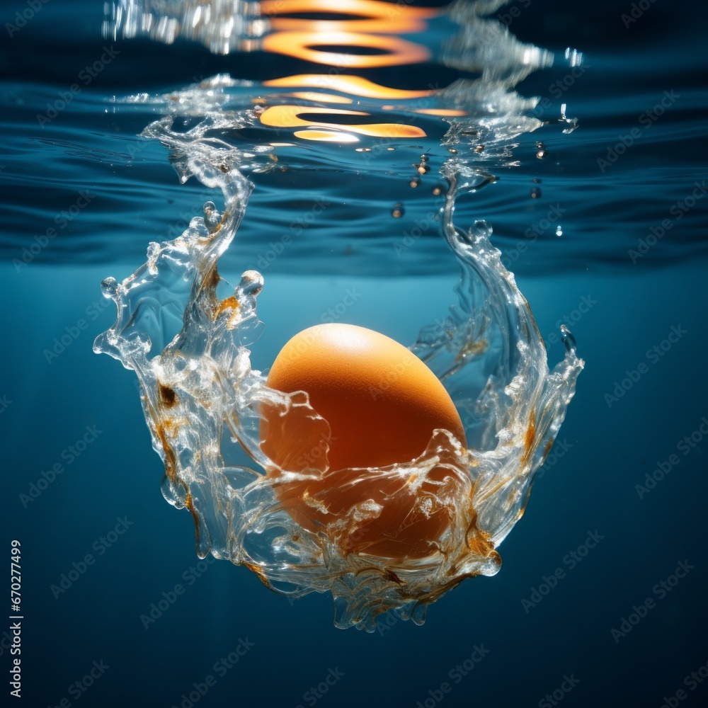 Wall mural Egg in water. Minimal Easter concept