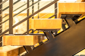 modern railing ans stair at new finished building