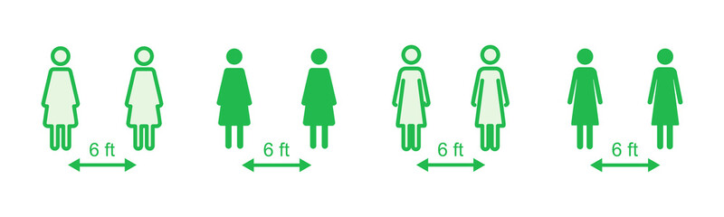 Social distancing icon set. social distance icon. self quarantine sign