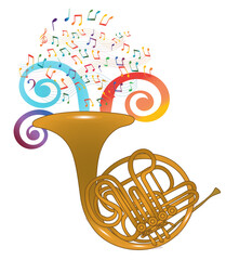 illustration of a French horn