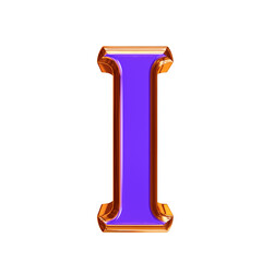 Blue symbol in a redheaded frame. letter i