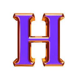 Blue symbol in a redheaded frame. letter h