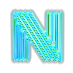 Turquoise luminous symbol. letter n
