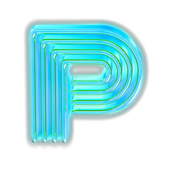Turquoise luminous symbol. letter p - obrazy, fototapety, plakaty