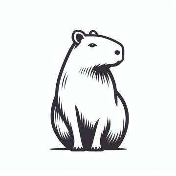 Images of capybaras, minimalist logos and illustrations of capybaras for stikers, advertisements, printed polo shirts, posing capybaras