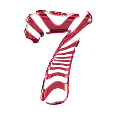 White symbol with red straps. number 7