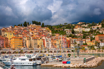 Fototapeta na wymiar The port and the old part of town, French Riviera, France