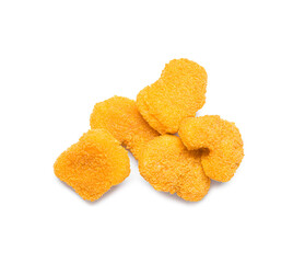 Tasty nuggets on white background