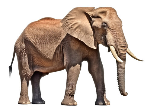 a bull African elephant side-view isolated on transparent background. generative ai