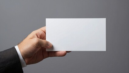 Businessman Holding Blank Advertising Card - Mock-up