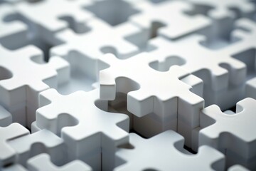 Connection of white puzzle pieces. Generative AI