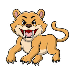 Cute smilodon cartoon on white background