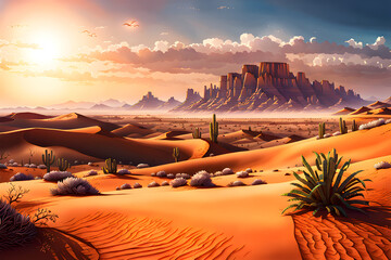 Fototapeta na wymiar a picture of a desert landscape. Generative AI