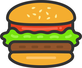 ハンバーガー（線画）のイラスト