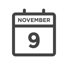 November 9 Calendar Day or Calender Date for Deadlines or Appointment